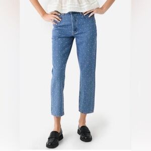 Frame Women's Le Mec Embellished Atelier Jean in Meadow sz 31 High Rise Straight